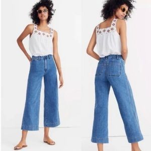 MADEWELL EMMETT ROSALIE WASH WIDE LEG CROP JEANS 27